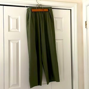 Olive wide leg crop linen pants